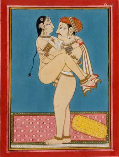 AN EROTIC INDIAN PAINTING - 19TH – EARLY 20th CENTURY