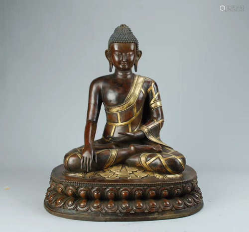 A COPPER SAKYAMUNI BUDDHA