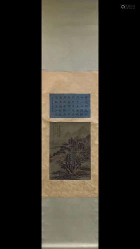 A CHINESE LANDSCAPE PAINTING ON SILK SCROLL FROM LANYING