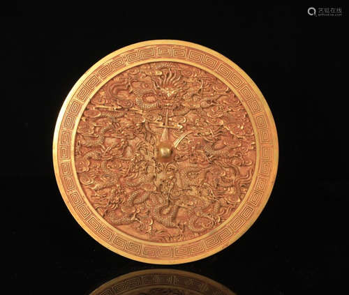 A GILT BRONZE GRAGON PATTERN MIRROR