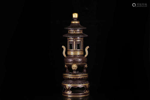 A COPPER TOWER-TYPE CENSER