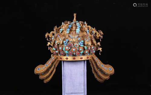 A SILVER GILT PHOENIX CORONET