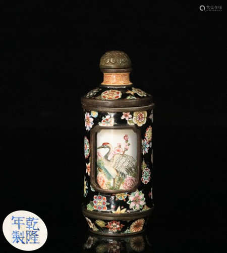 A BRONZE CASTED CLOISONNE STORY PATTERN SNUFF BOTTLE