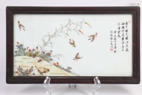 Chinese Famille-Rose Porcelain Plaque with Frame