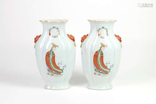 Pair of Chinese Famille-Rose Porcelain Vases