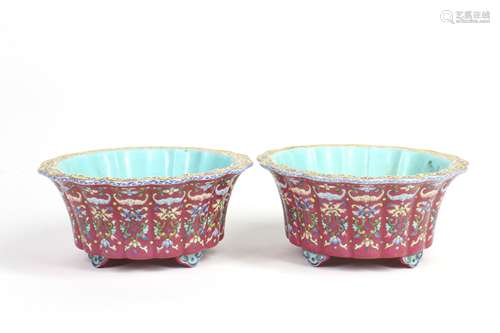 Pair of Chinese Porcelain Flower Planters