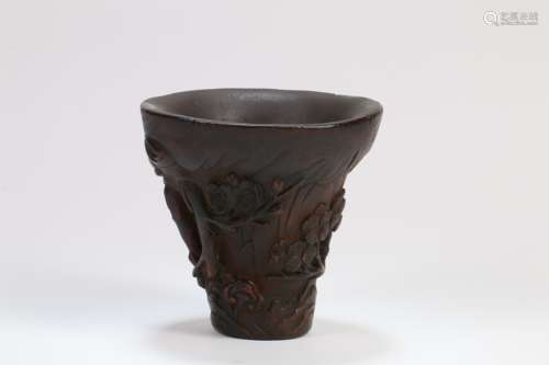 A Chinese Carved Wood Cup