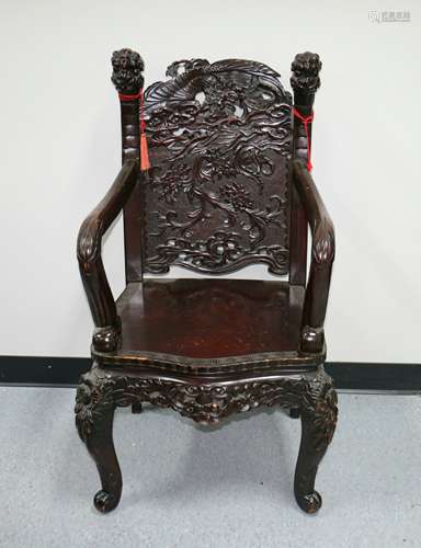 A Chinese Carved Wood Chair