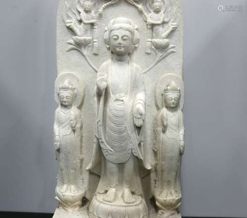 A Chinese Carved Stone Buddha