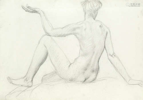 Study of a Seated Nude from Behind Augustus Edwin John O.M., R.A.(British, 1878-1961)