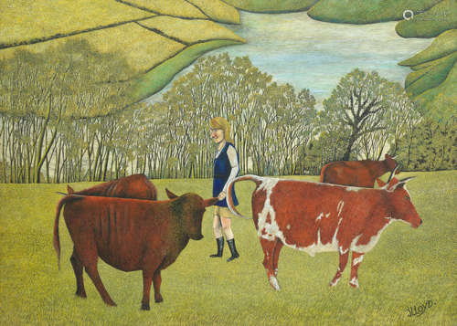 Girl with Cows James Lloyd(British, 1905-1974)