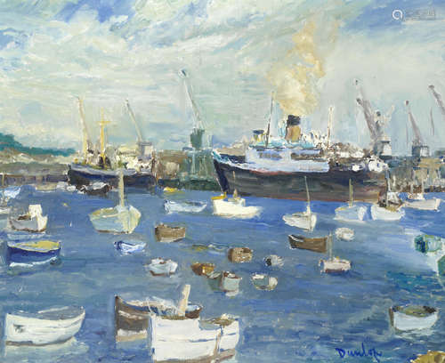 Harbour Scene Ronald Ossory Dunlop R.A., R.B.A.(British, 1894-1973)