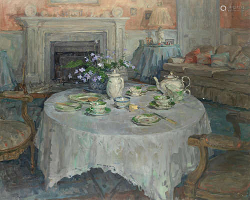 The Tea Table Susan Ryder R.P., N.E.A.C.(British, born 1944)