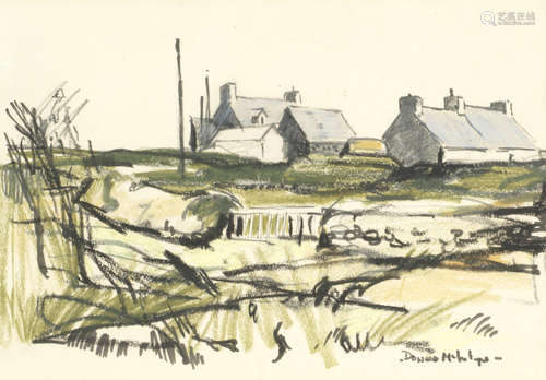 Cottages in Landscape Donald McIntyre(British, 1923-2009)