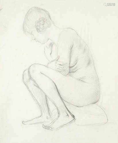 Study of a Seated Female Nude Augustus Edwin John O.M., R.A.(British, 1878-1961)