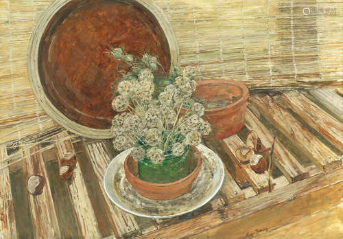 In the Potting Shed Olwyn Bowey R.A.(British, born 1936)