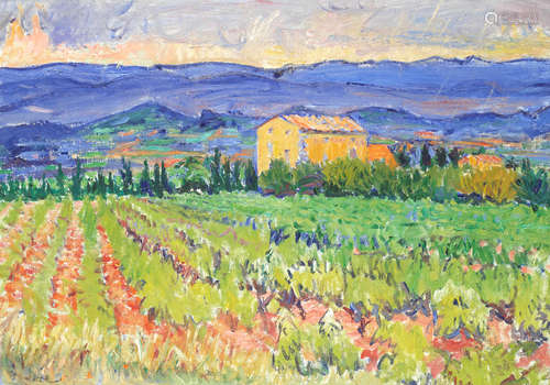 Vineyard with a Stormy Sky, Bonnieux, Vaucluse Frederick Gore C.B.E., R.A.(British, 1913-2009)