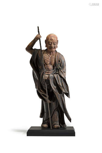 Muromachi period (1333-1573), 16th century A wood figure of an ascetic