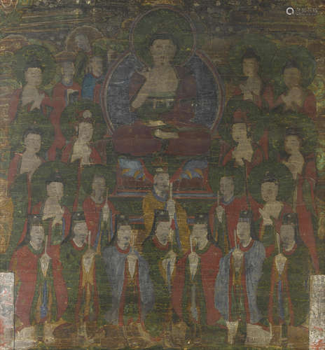 Seokgasamjon (Shaka triad with disciples), Joseon dynasty (1392-1897), 18th/19th century Anonymous