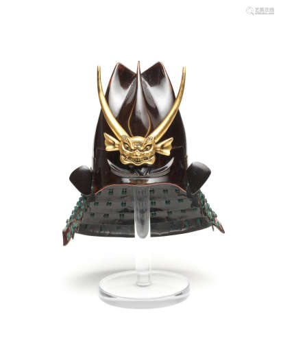 Edo period (1615-1868), 18th century A black lacquer kawari kabuto (Eccentrically shaped helmet)
