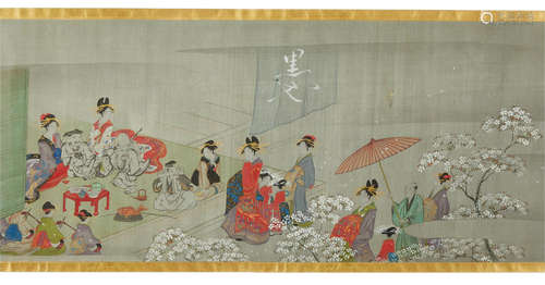 Gods of Happiness Visiting the YoshiwaraEdo period (1615-1868), 18th/19th century Chobunsai Eishi (1756-1829)