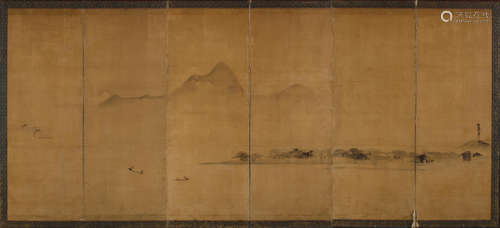 Landscape with boatsEdo period (1615-1868), 19th century After Kano Naonobu (1607-1650)