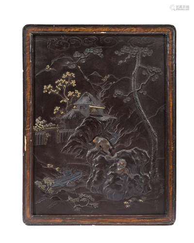 An inlaid-iron panelMeiji era (1868-1912), late 19th century Yoshitsugu (active late 19th century)