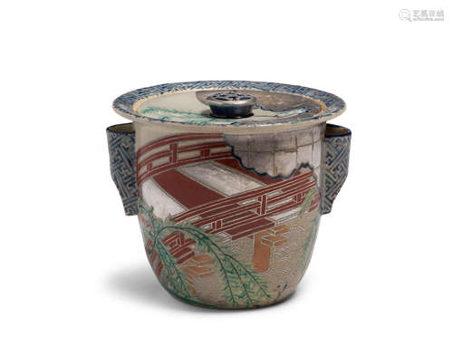 Kiyomizu Ware, Meiji (1868-1912) or Taisho (1912-1926) era, late 19th/ early 20th century An earthenware water jar