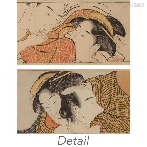 Two Japanese Shunga Woodblock Prints