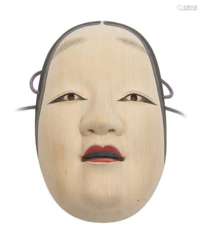 Masque Nō  simple d’une jeune femme (ko’omote) , l…