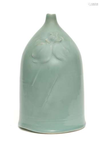 Vase rond vert bleu en porcelaine à glaçure avec u…