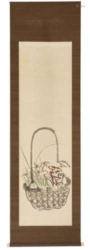 Rouleau (kakejiku) orné d'un tableau teinté représ…