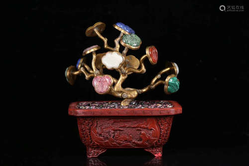 17-19TH CENTURY, A NYINGCHI MINIASCAPE DESIGN LACQUERWARE ORNAMENT, QING DYNASTY