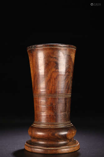 17-19TH CENTURY, A FLORAL PATTERN HAINAN ROSEWOOD BRUSH POT, QING DYNASTY