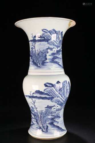 17-19TH CENTURY, A LANDSCAPE PATTERN PORCELAIN VASE, QING DYNASTY