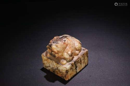 202BC-220AD, AN AUSPICIOUS ANIMAL DESIGN ANCIENT JADE SEAL, HAN DYNASTY