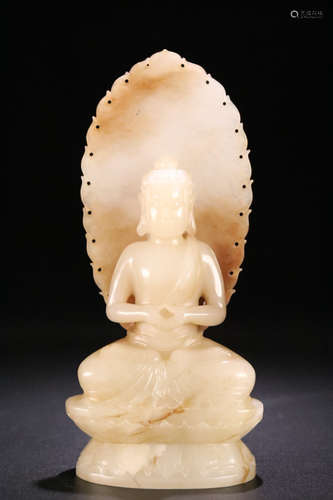 17-19TH CENTURY, A BUDDHA DESIGN HETIAN JADE ORNAMENT, QING DYNASTY