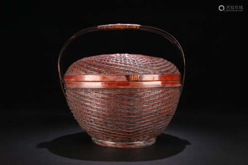 18-19TH CENTURY, A BAMBOO BASKET, LATE QING DYNASTY