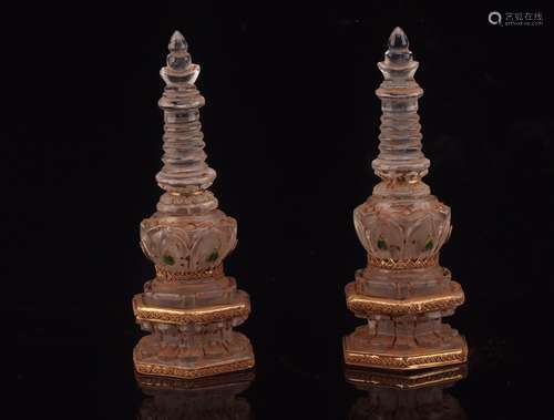 AN OLD TIBETAN CRYSTAL PAGODA