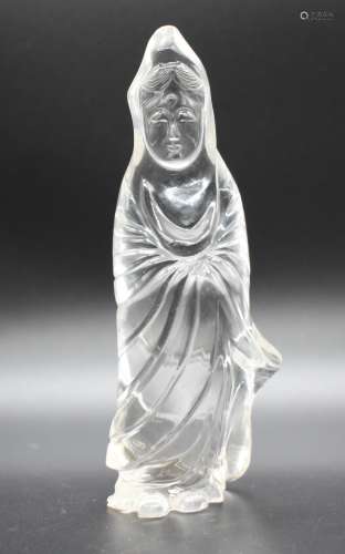 An interesting glass figure of Guanyin- 19th/20th century