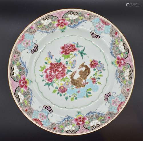 A large pair Chinese Qianlong period famille rose dishes - 18th century.