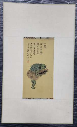 溥儒-山魈 絹本 軟片