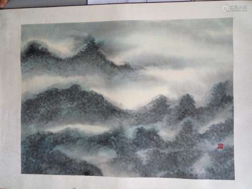 陳炳石-望夫石 陳炳石：香港畫家，作品曾展出於香港2007年回歸聯展。 紙本 鏡片