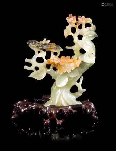 * A Serpentine Carving of a Flowering Tree Height 6 1/4