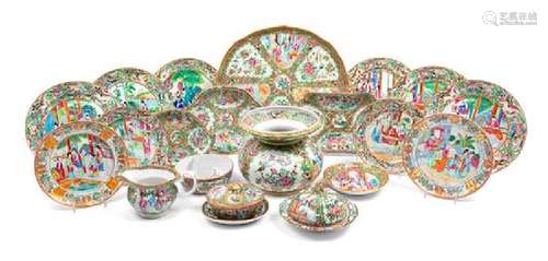 * Twenty-Six Chinese Export Rose Medallion Dinner Wares