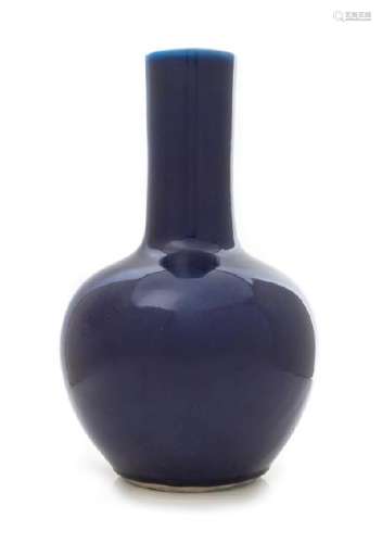 A Blue Glazed Porcelain Bottle Vase Height 13 1/4