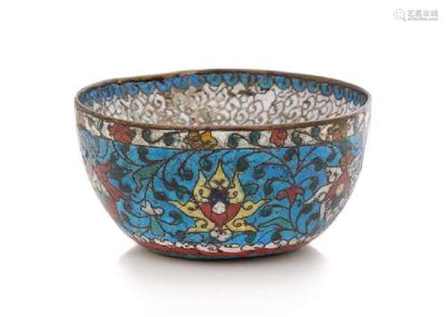 A Cloissone Enamel Hot Water Bowl Diameter 5 1/8