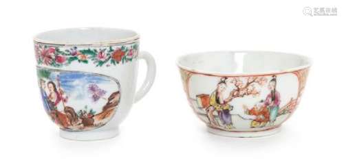 * Two Chinese Export Famille Rose Porcelain 'European