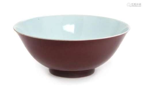 * A Copper Red Glazed Porcelain Bowl Diameter 7 3/4