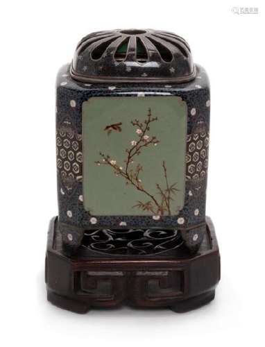 * A Japanese Cloisonne Insense Burner and Cover Height